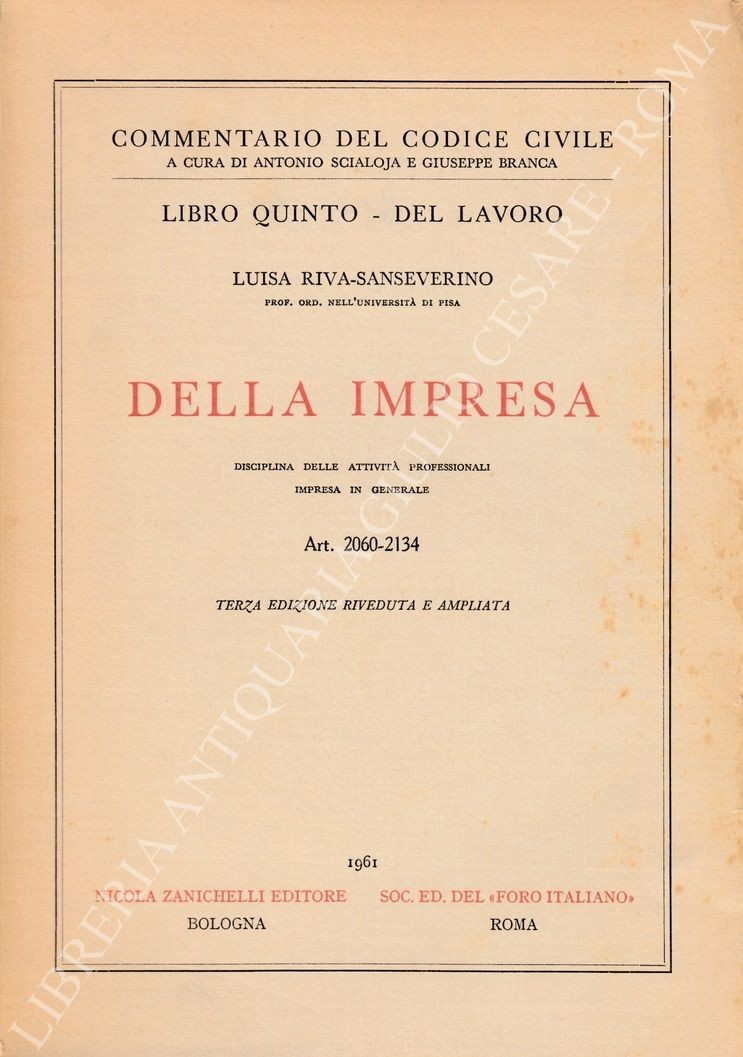 Della impresa. Disciplina delle attività professionali. Impresa in generale. Art. 2060-2134