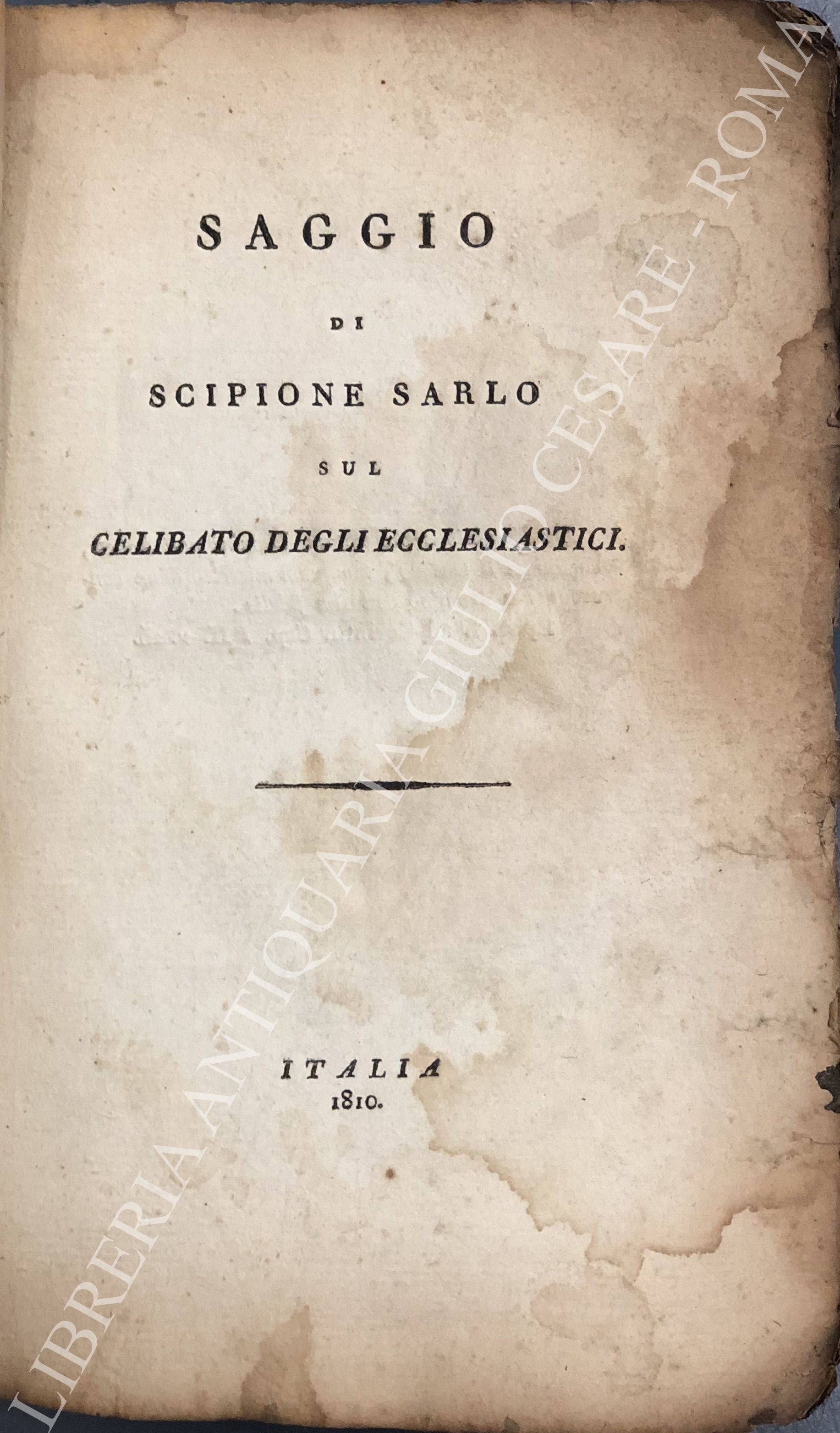 Saggio di Scipione Sarlo sul celibato degli ecclesiastici