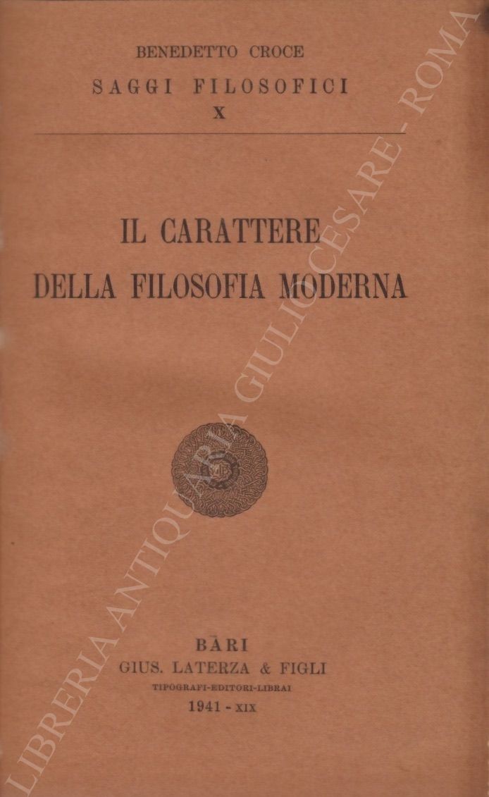 Il carattere della filosofia moderna