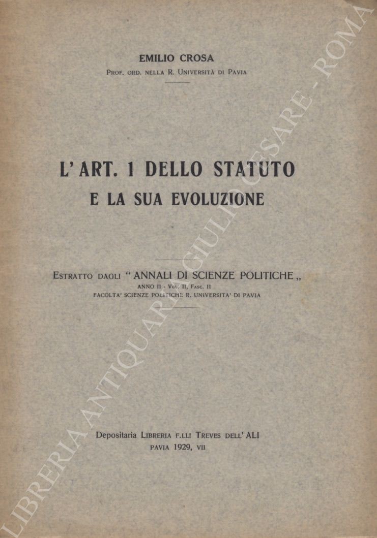 L'Art. 1 dello Statuto e la sua evoluzione