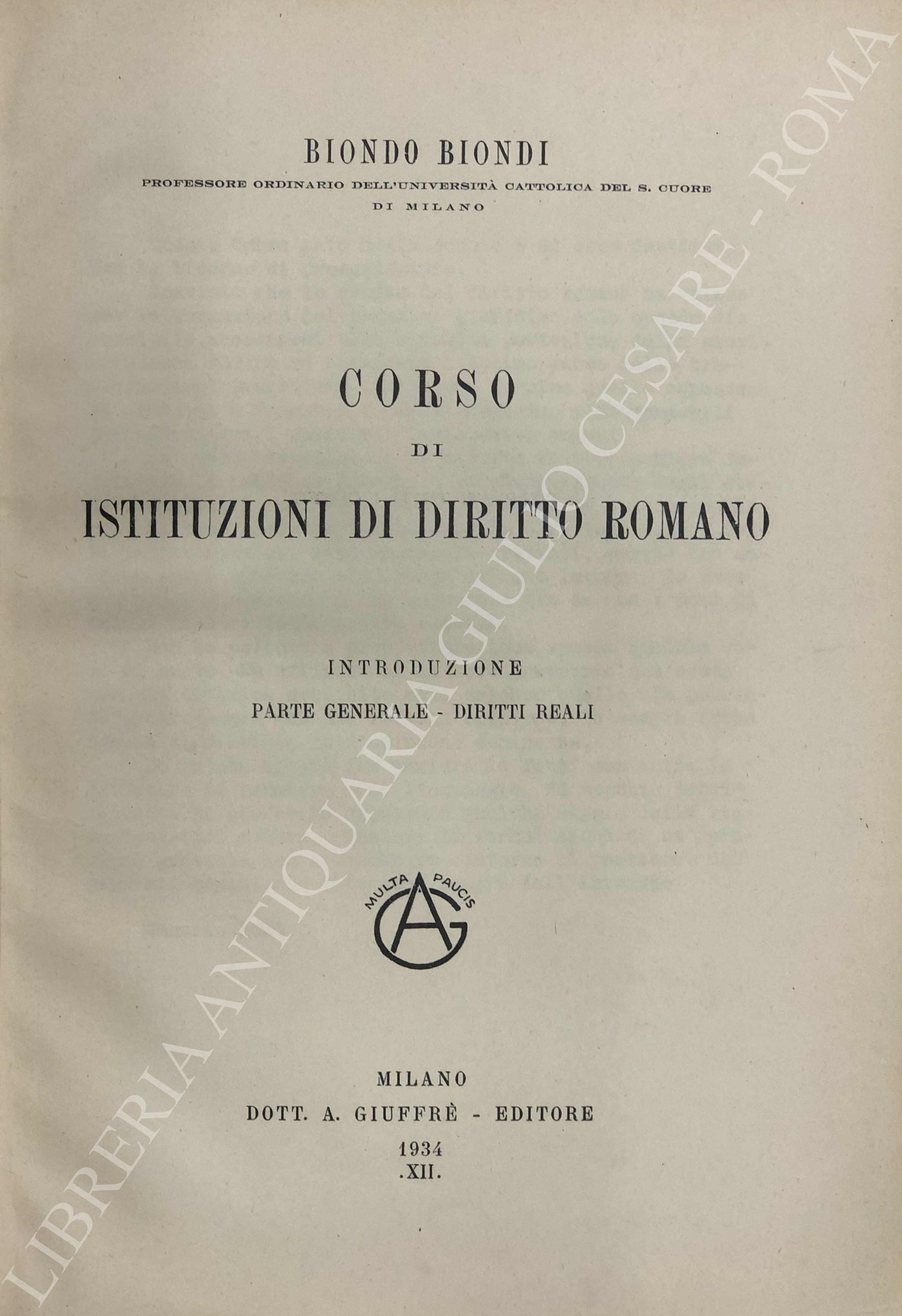 Corso di istituzioni di diritto romano