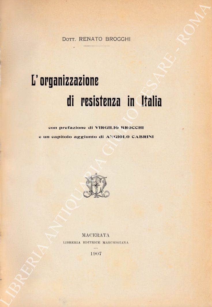 L'organizzazione di resistenza in Italia