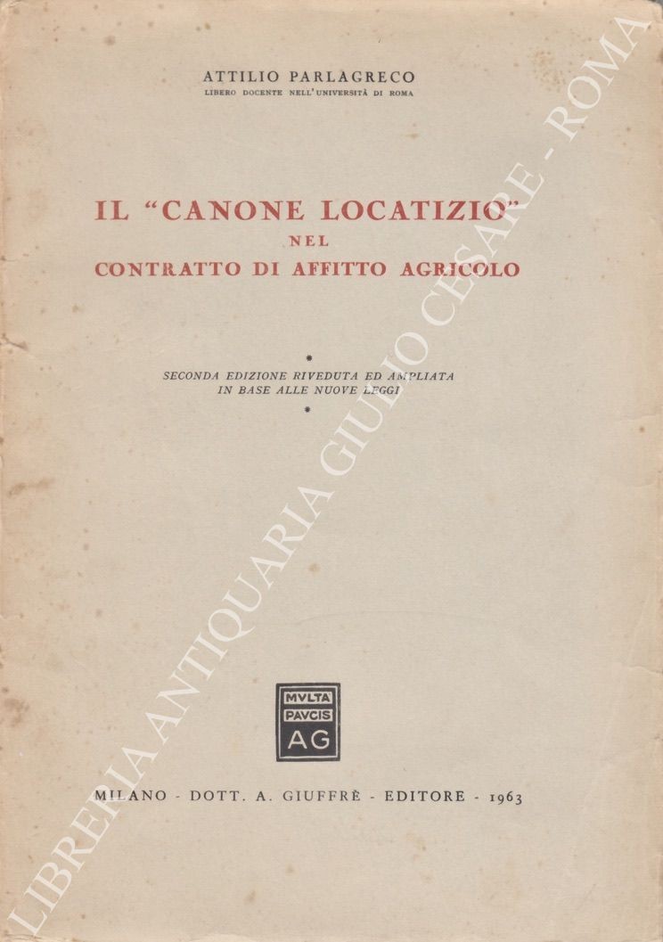 Il "canone locatizio" nel contratto di affitto agricolo