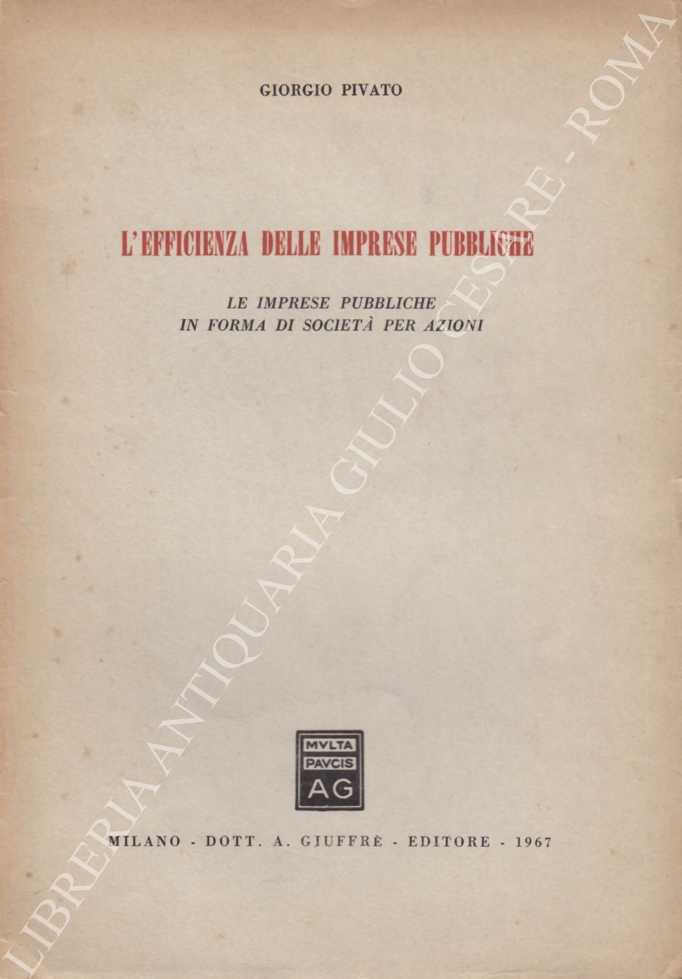 L'efficienza delle imprese pubbliche