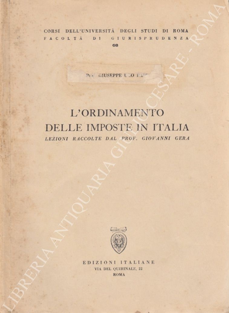 L'ordinamento delle imposte in Italia