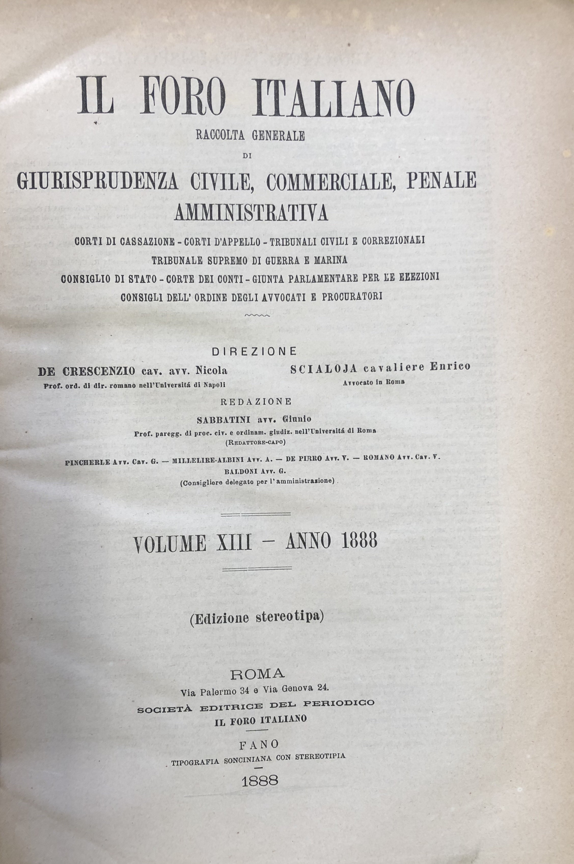 Il Foro Italiano. Annata 1888