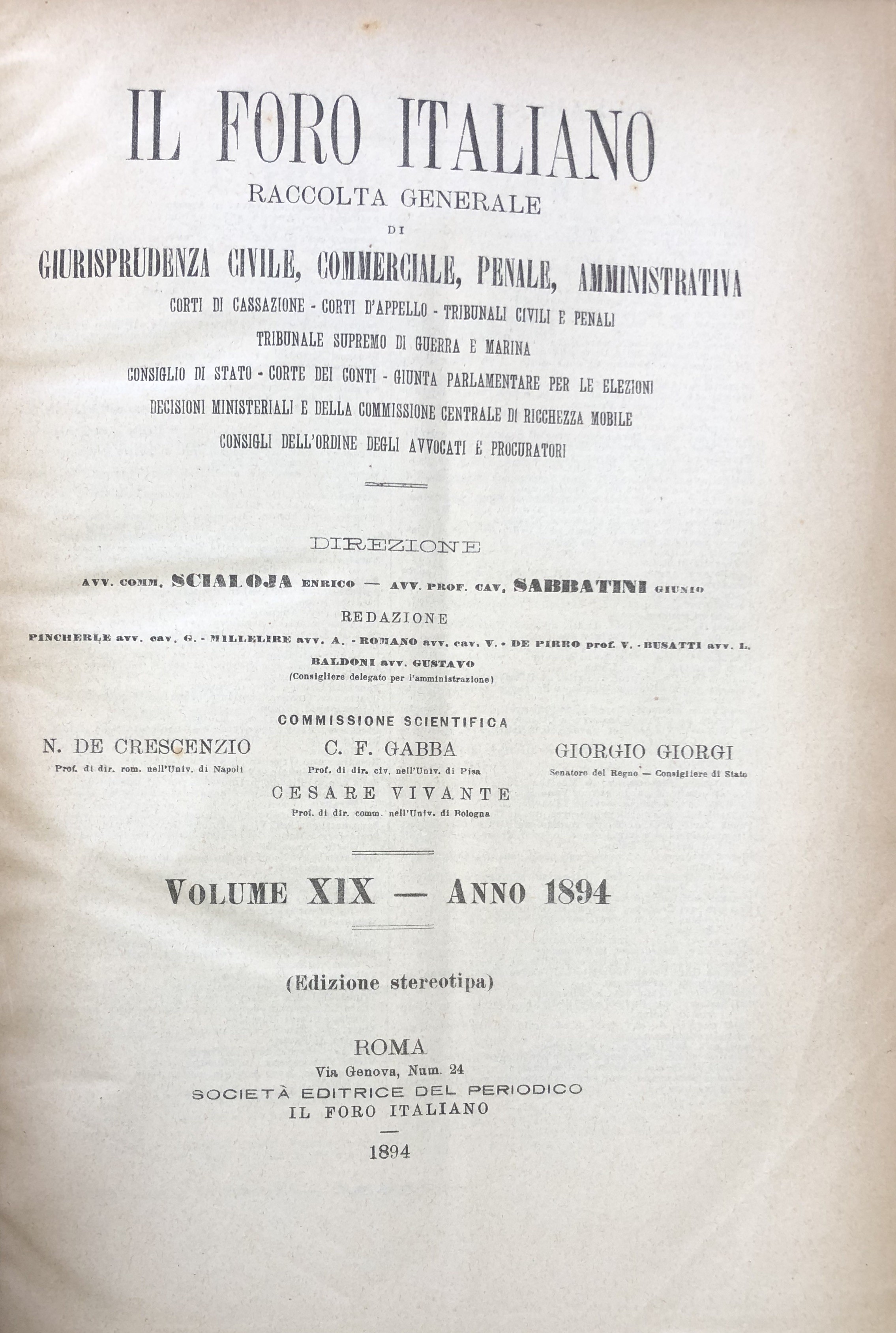Il Foro Italiano. Annata 1894