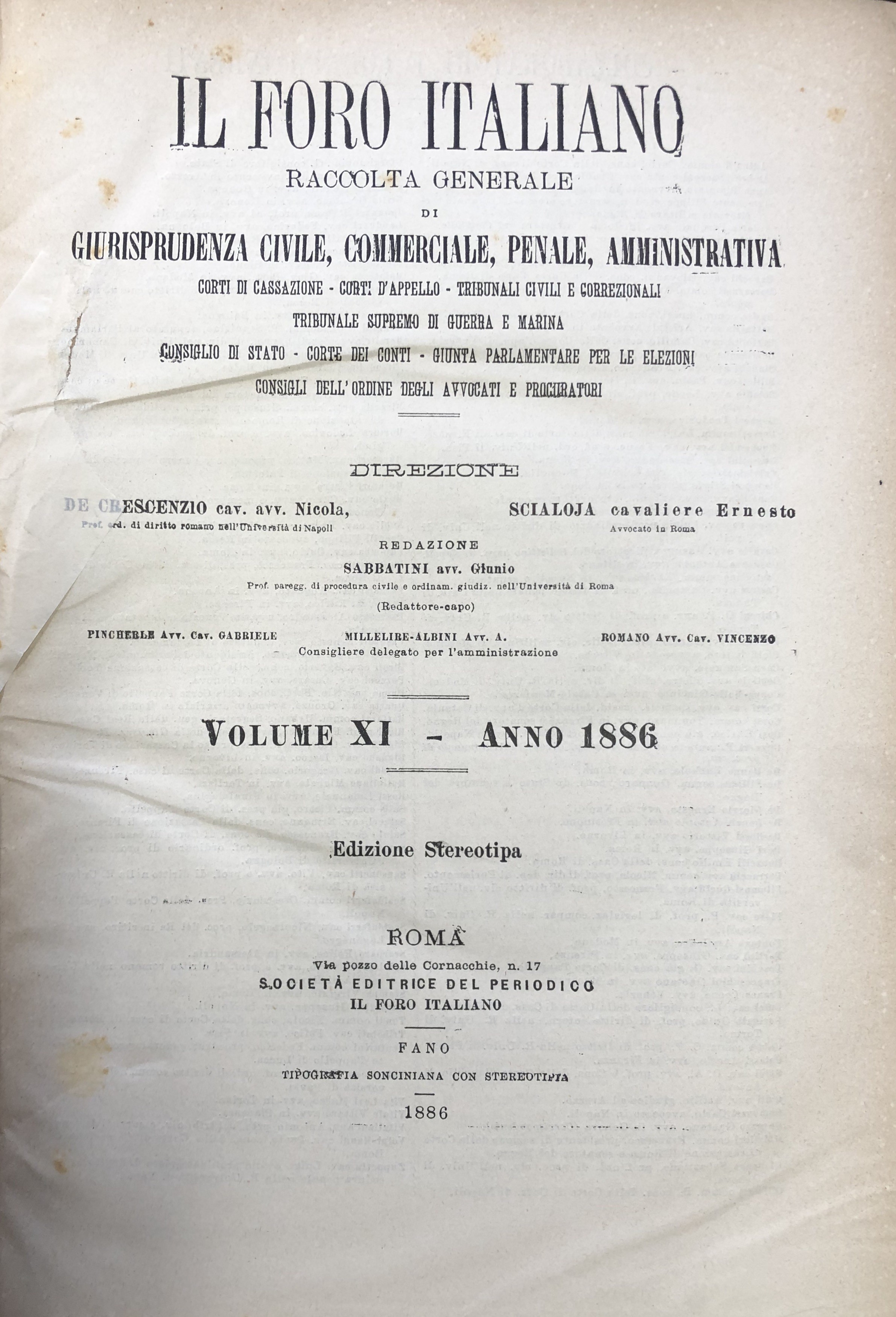 Il Foro Italiano. Annata 1886