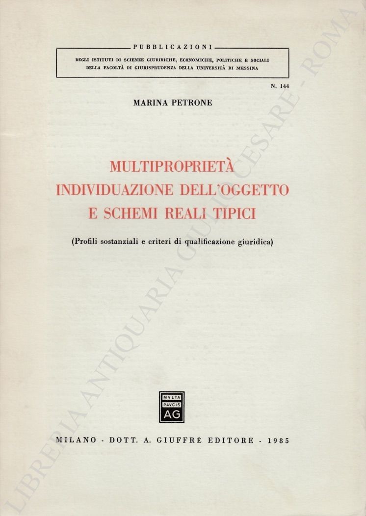 Multiproprietà individuazione dell'oggetto e schemi reali tipici