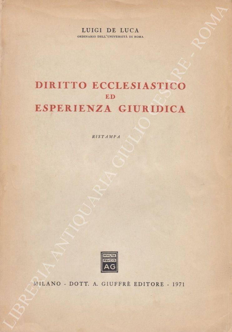 Diritto ecclesiastico ed esperienza giuridica