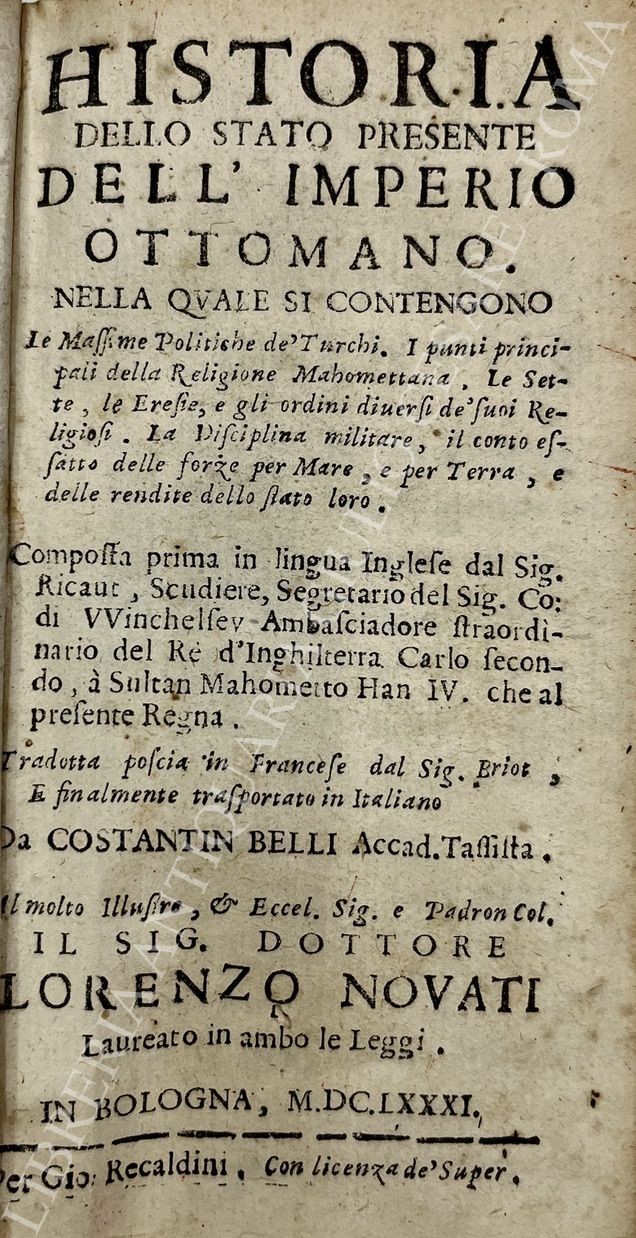 Historia dello stato presente dell'imperio ottomano