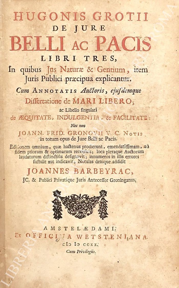 Hugonis Grotii De jure belli ac pacis