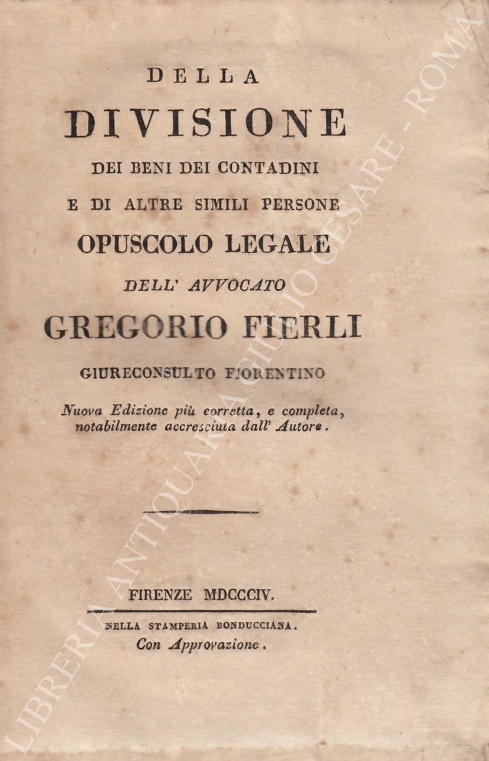 Della divisione dei beni dei contadini