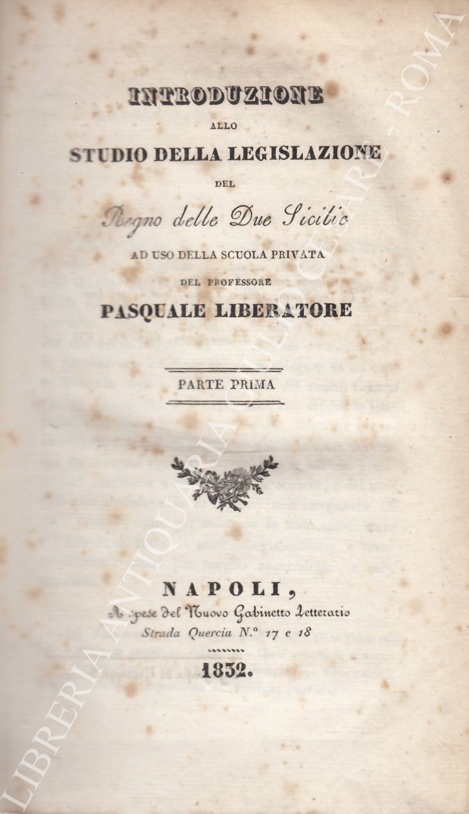 Introduzione allo studio della legislazione del Regno delle Due Sicilie