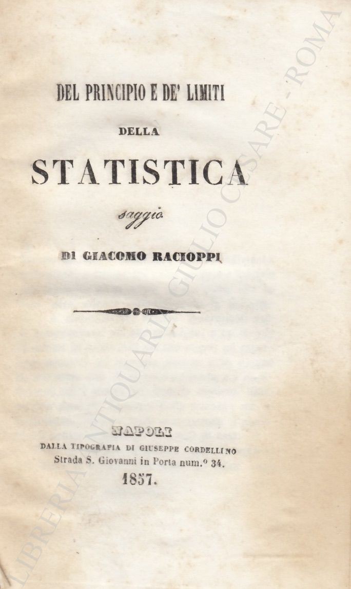 Del principio e de limiti della statistica