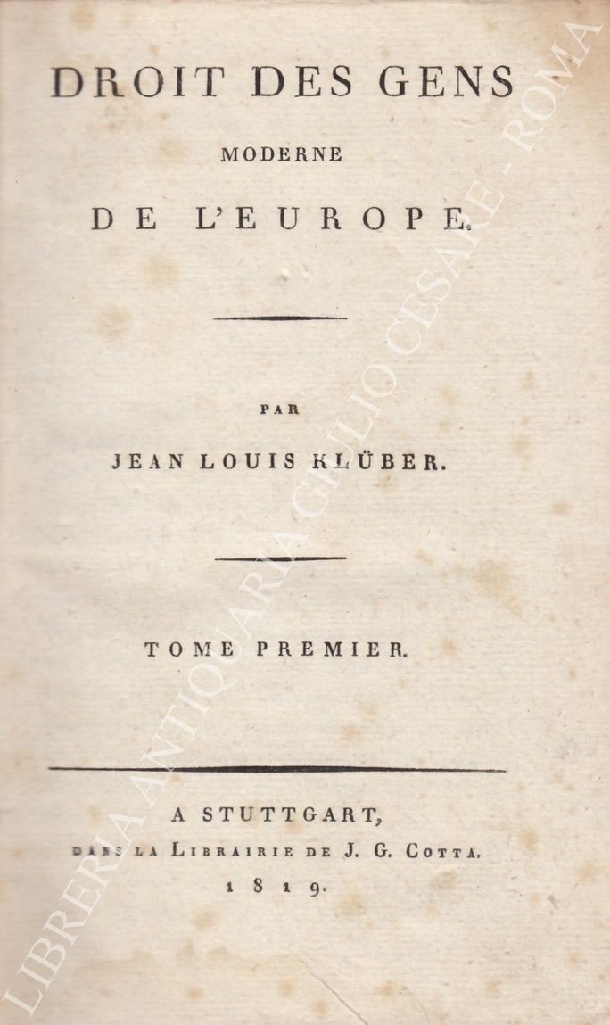 Droit des gens moderne de l'Europe