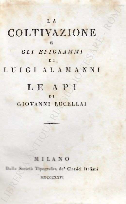 La coltivazione e gli epigrammi di Luigi Alamanni e Le Api
