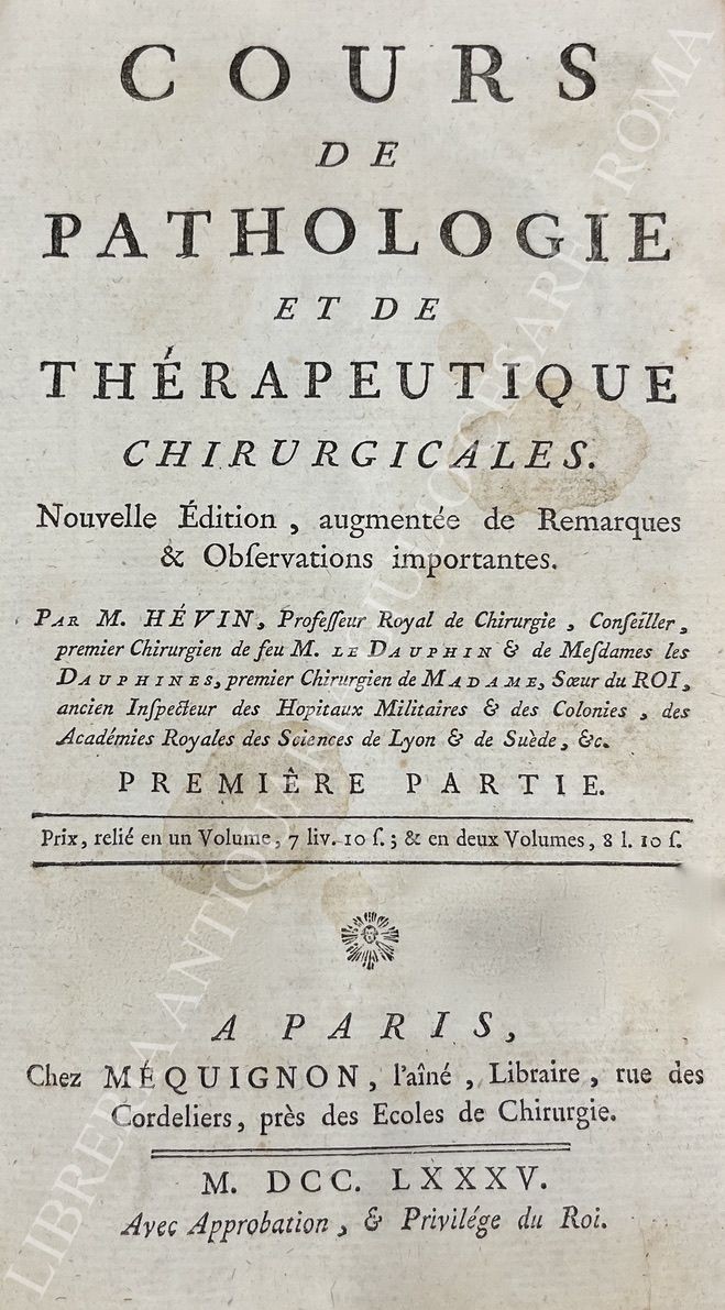 Cours de pathologie et de thérapeutique chirurgicales