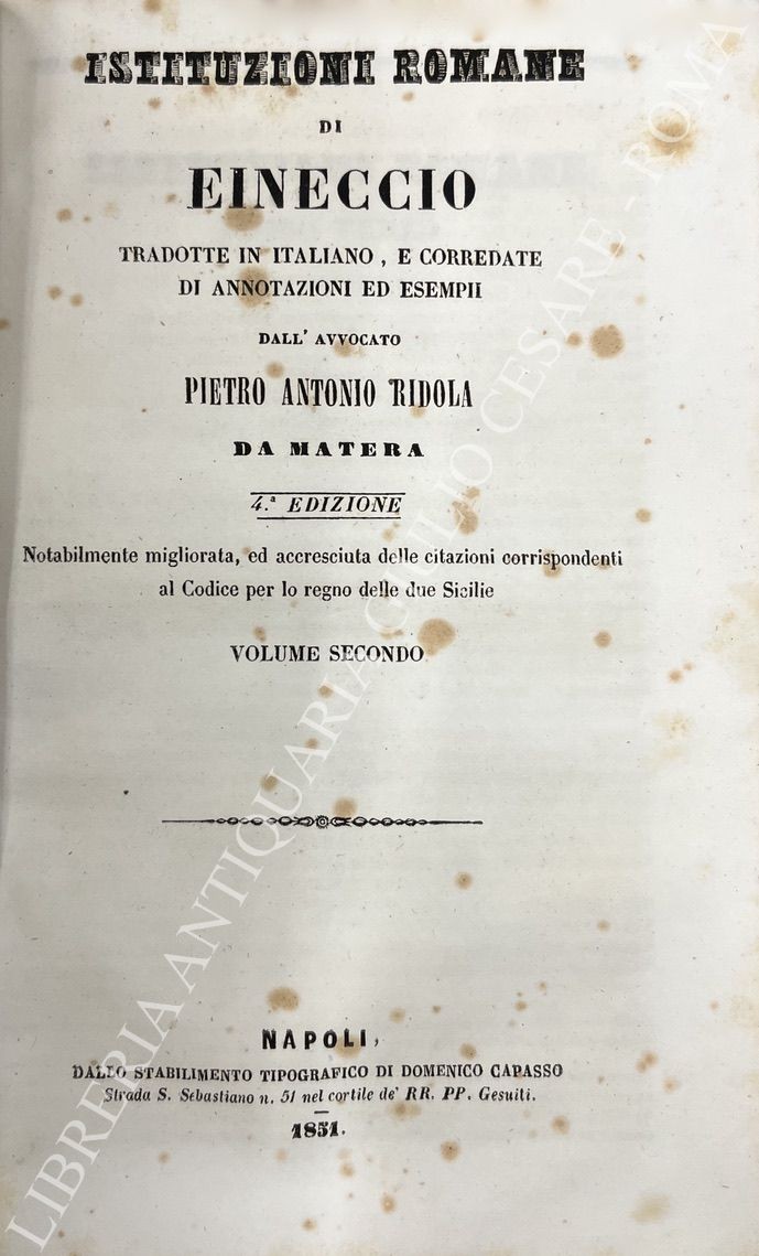 Istituzioni romane di Eineccio tradotte in italiano