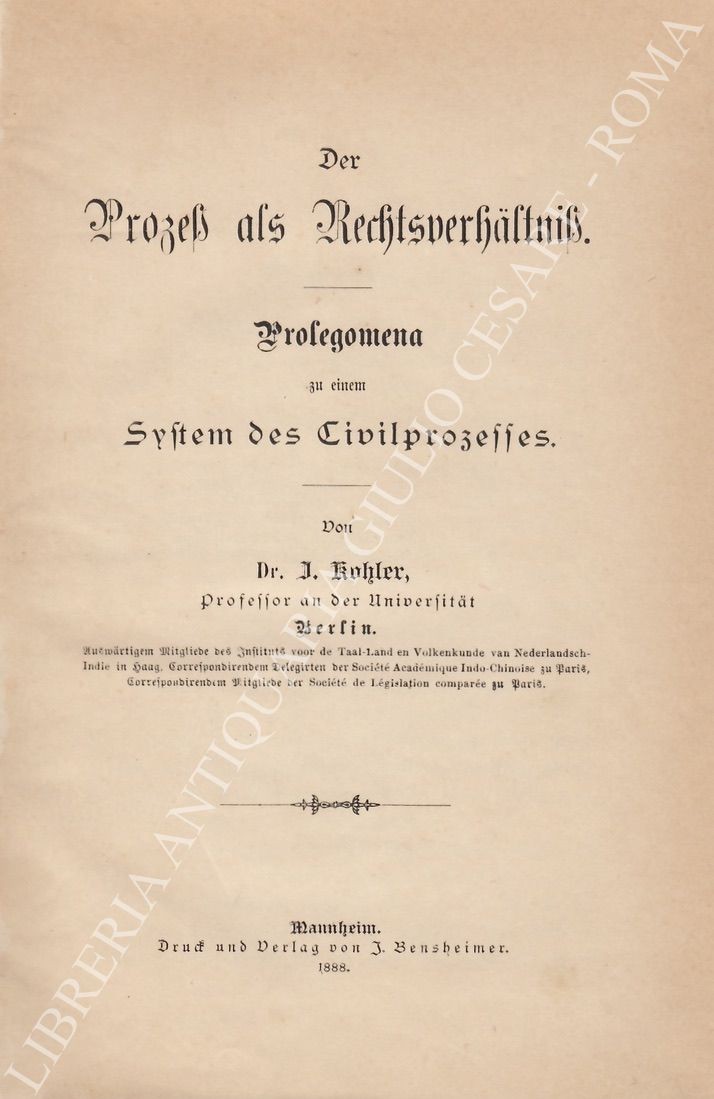 Der Prozess als Rechtsverhältnis