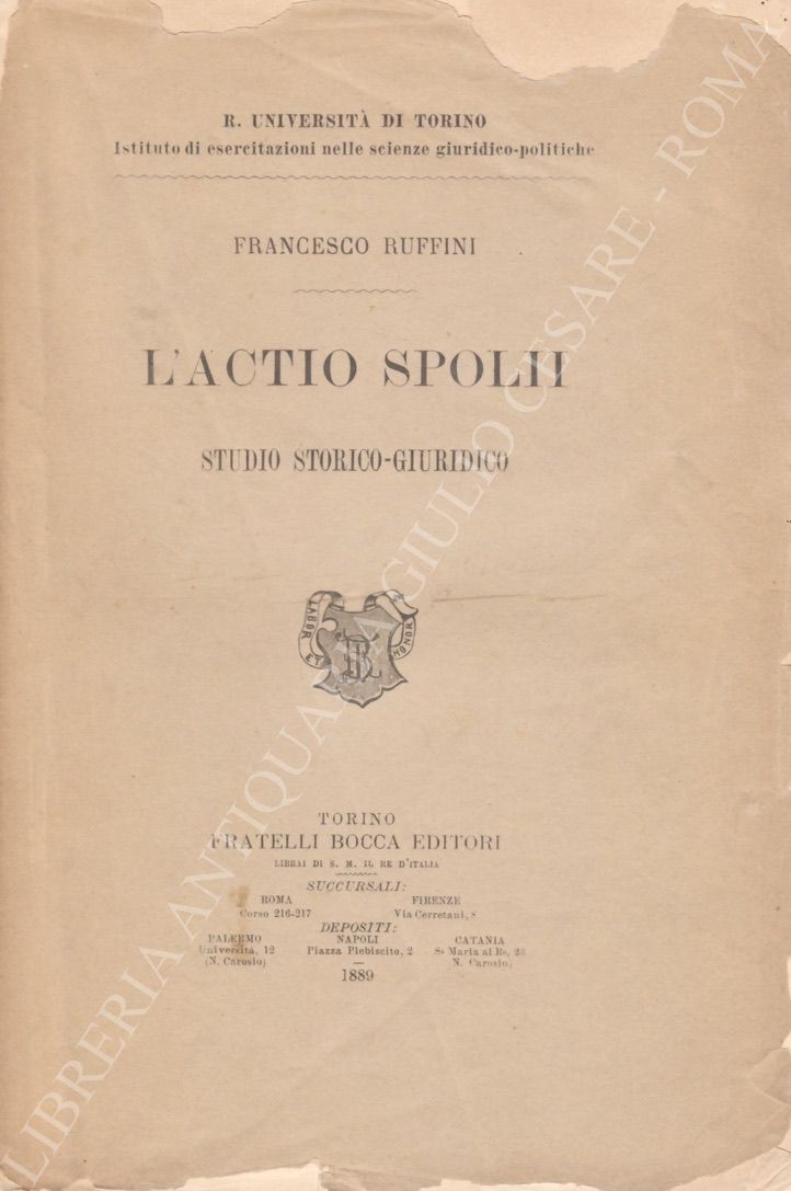 L'Actio spolii. Studio storico-giuridico