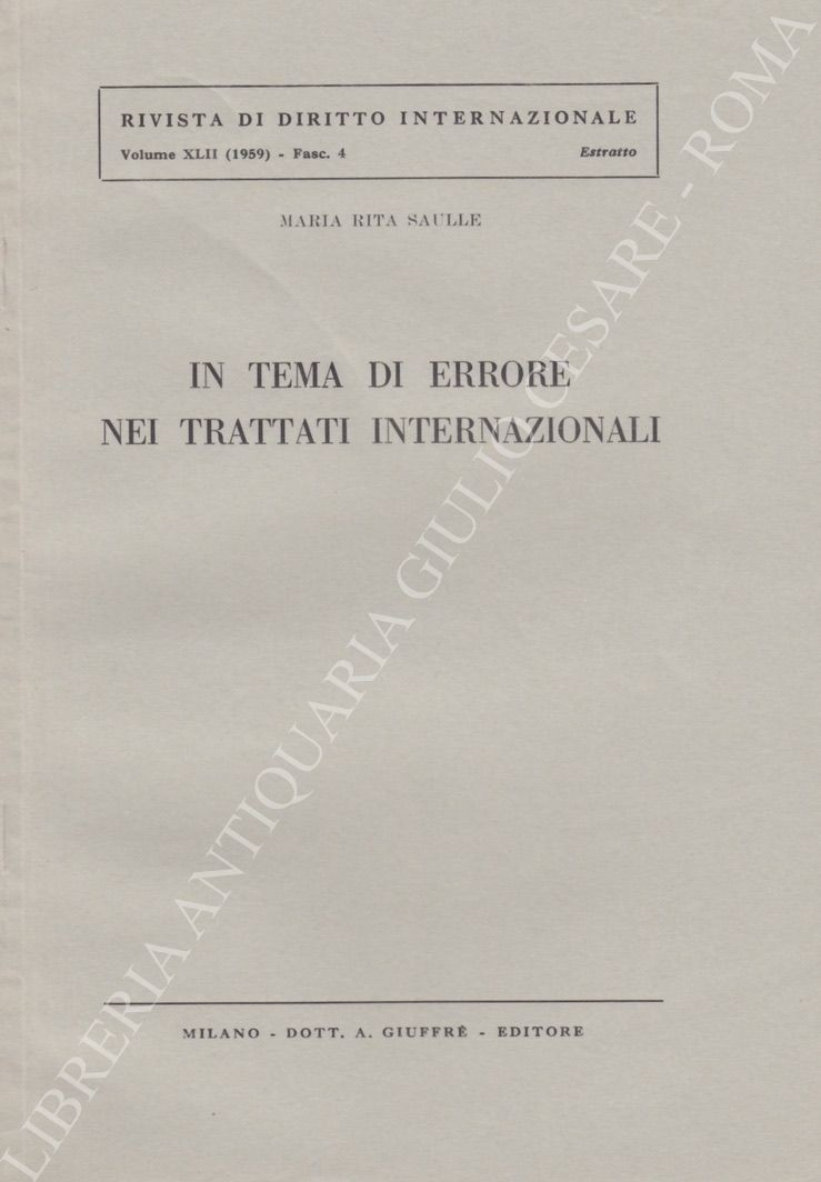 In tema di errore nei trattati internazionali
