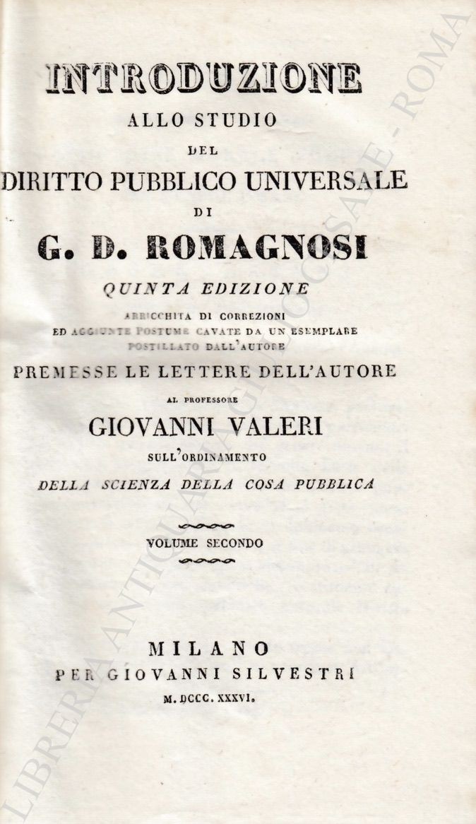 Introduzione allo studio del diritto pubblico universale di G. D. Romagnosi