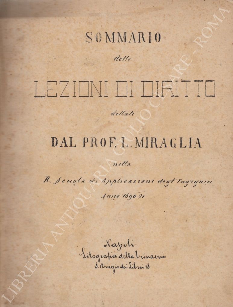 Sommario delle lezioni di diritto