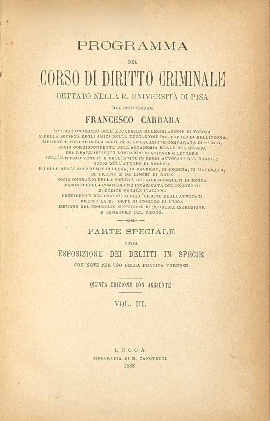 Programma del corso di diritto criminale