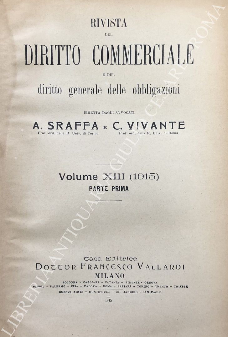 Rivista del Diritto Commerciale e del diritto generale delle obbligazioni