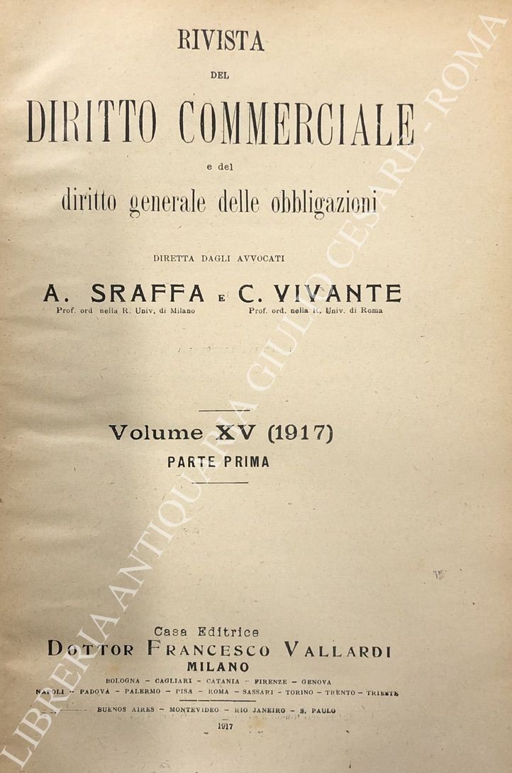 Rivista del Diritto Commerciale e del diritto generale delle obbligazioni