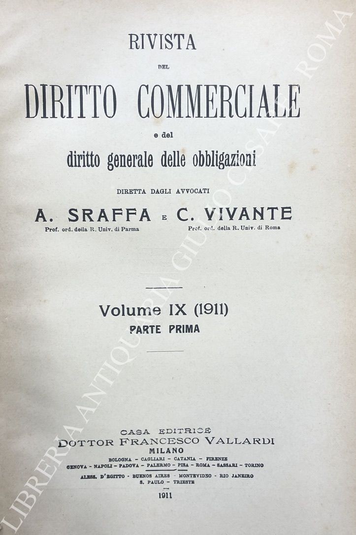 Rivista del Diritto Commerciale e del diritto generale delle obbligazioni