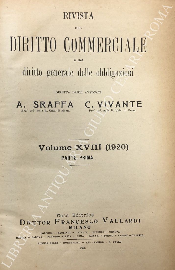 Rivista del Diritto Commerciale e del diritto generale delle obbligazioni