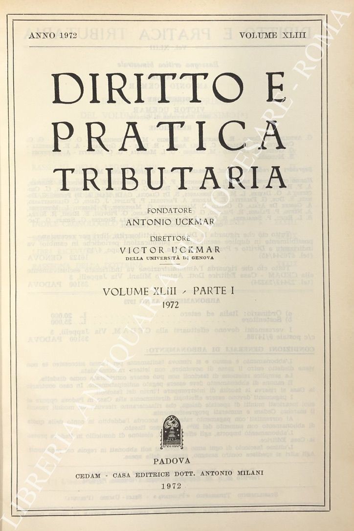 Diritto e Pratica Tributaria. Diretta da Victor Uckmar.