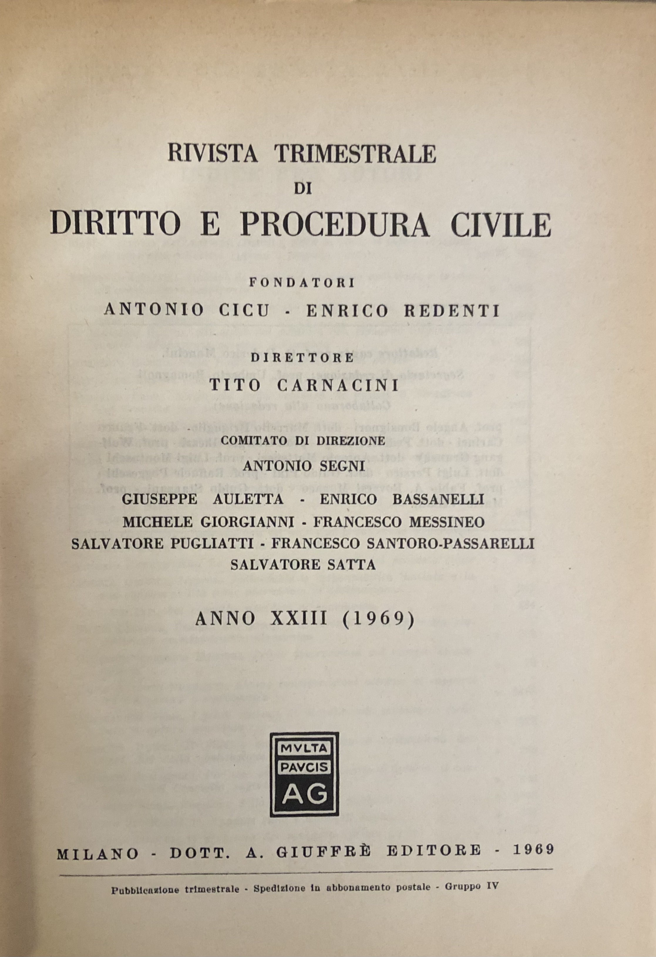 Rivista trimestrale di diritto e procedura civile