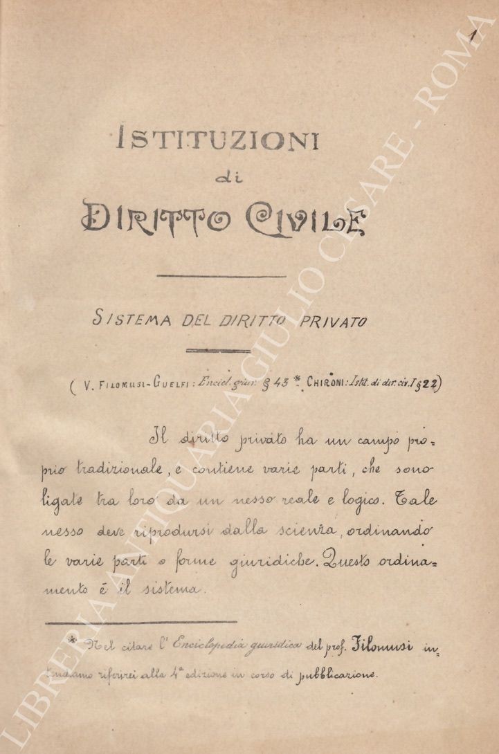 Istituzioni di diritto civile sistema del diritto privato