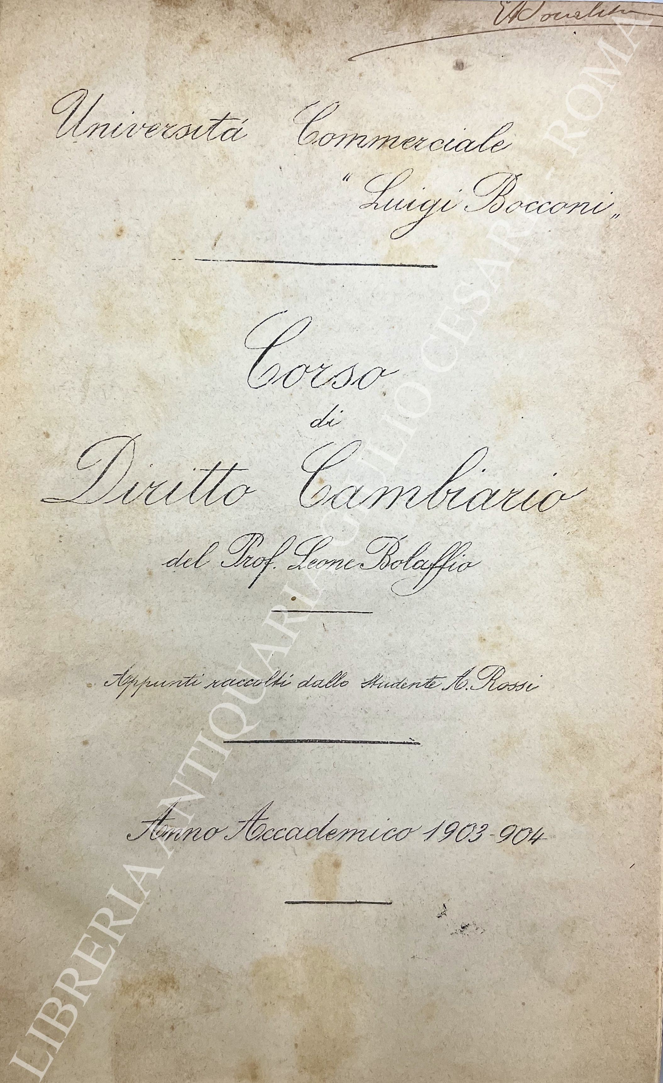 Corso di Diritto Cambiario