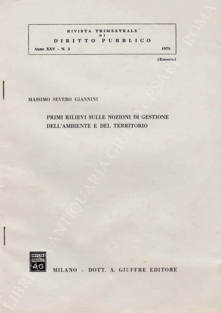 Primi rilievi sulle nozioni di gestione dell'ambiente e del territorio