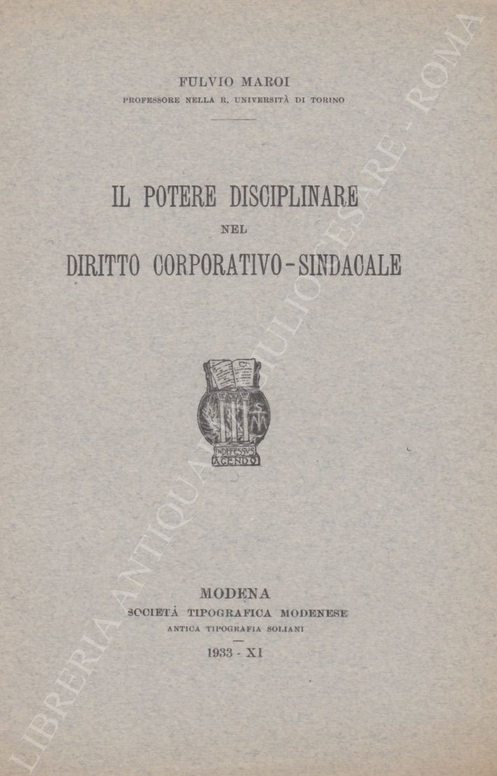 Il potere disciplinare nel diritto corporativo - sindacale
