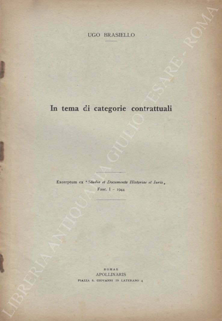 In tema di categorie contrattuali