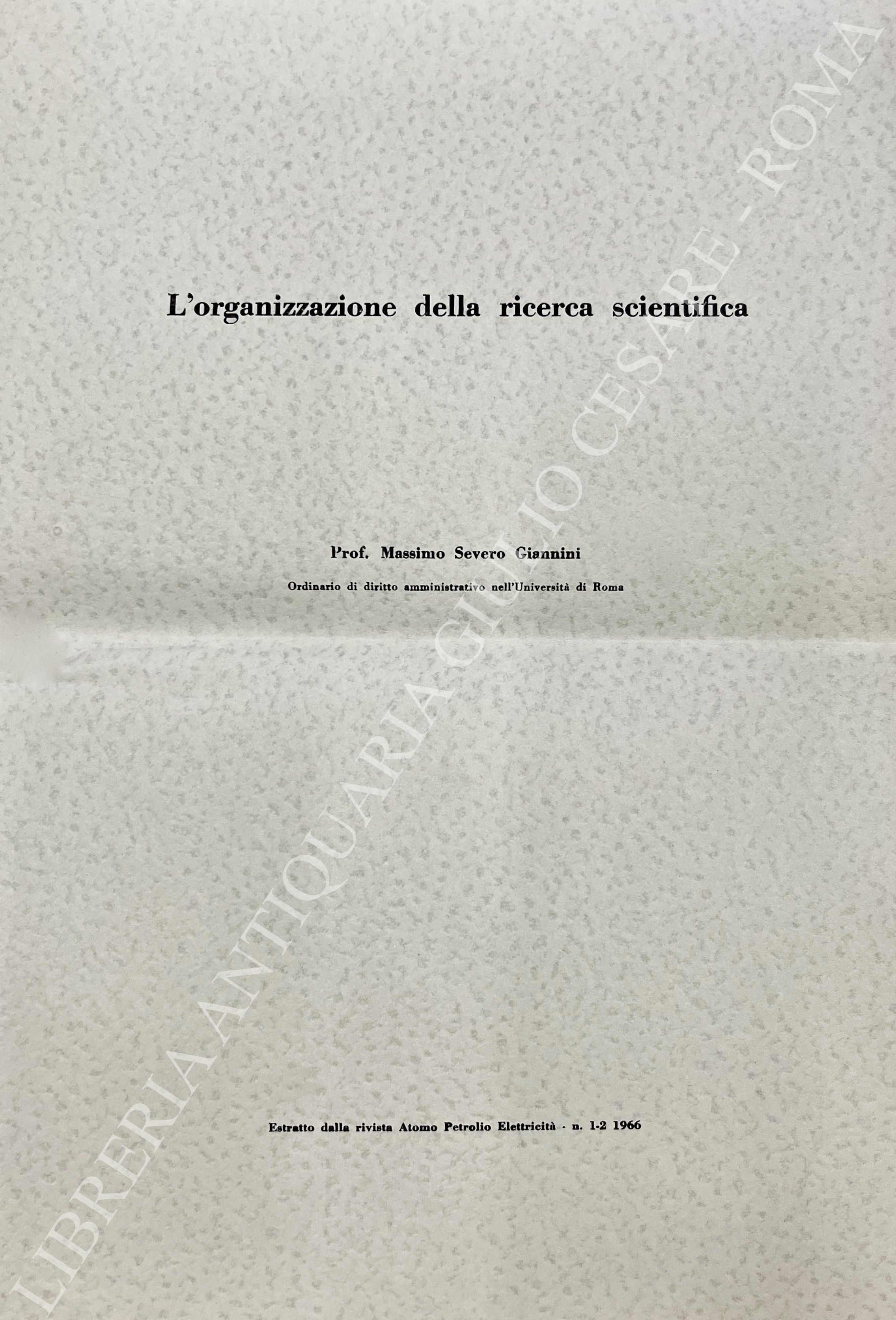 L'organizzazione della ricerca scientifica