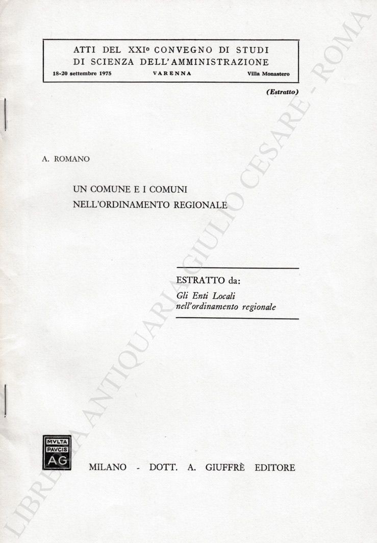 Un comune e i comuni nell'ordinamento regionale