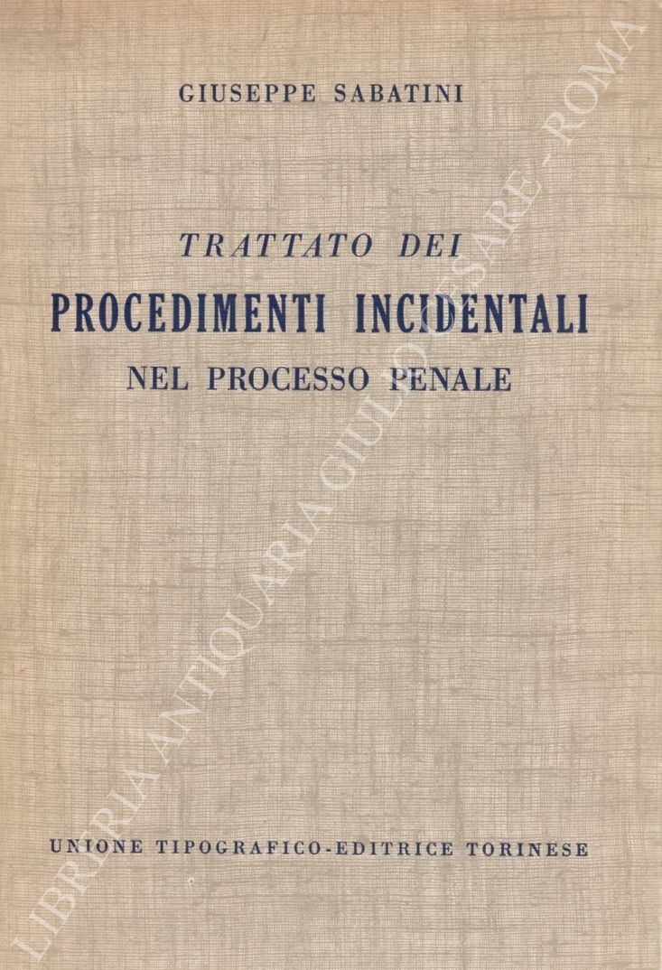 Trattato dei procedimenti incidentali nel processo penale