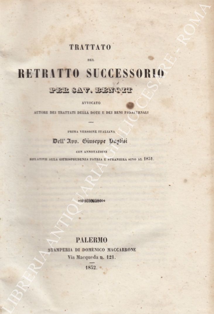 Trattato del retratto successorio 