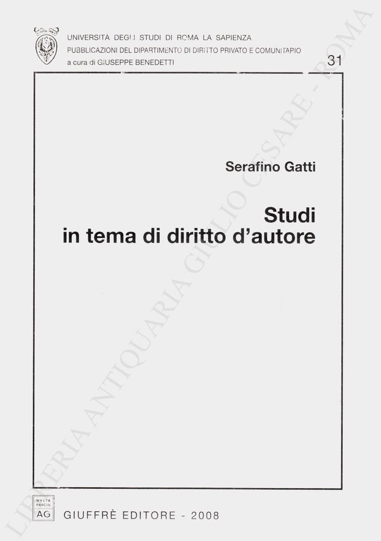 Studi in tema di diritto d'autore