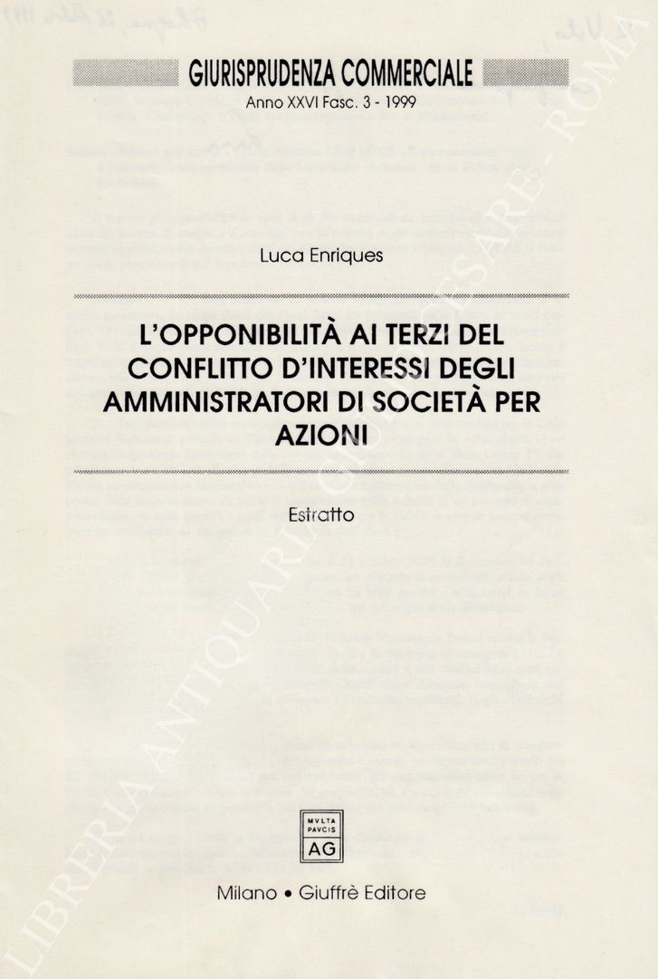 L'opponibilità ai terzi del conflitto d'interessi degli amministratori