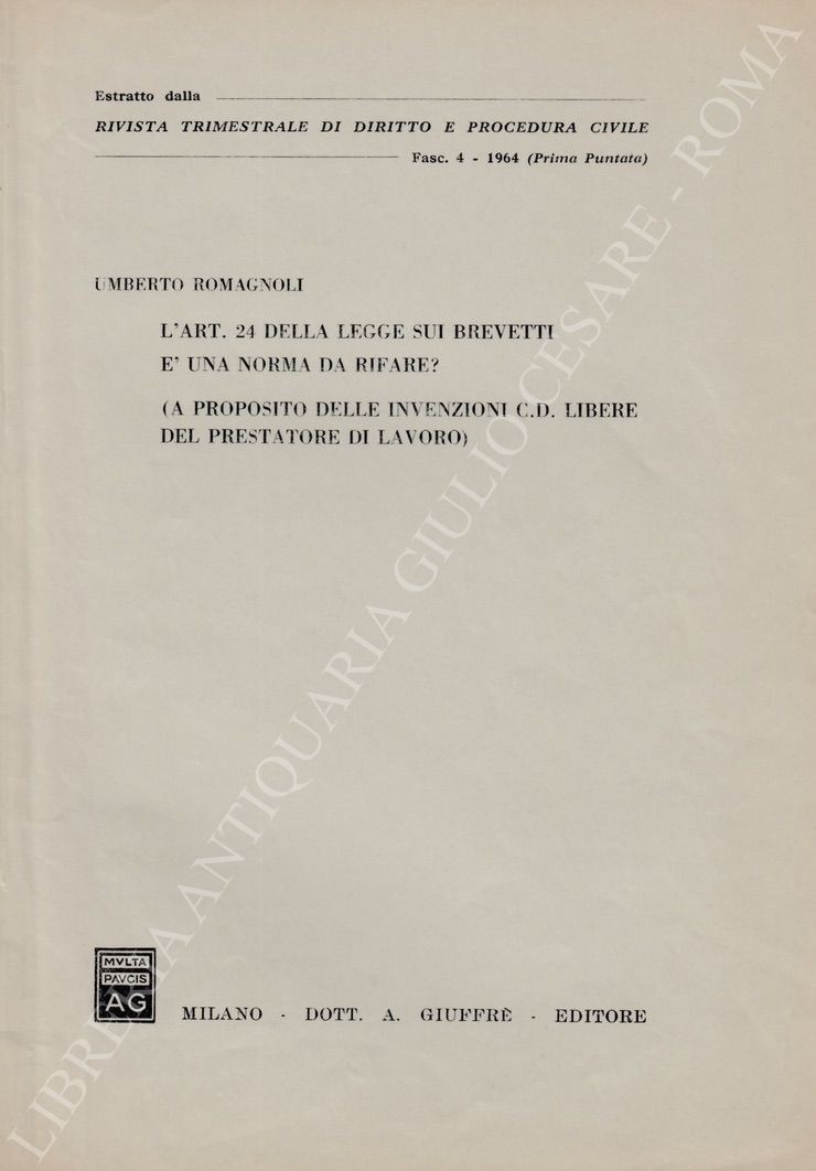 L'art. 24 della legge sui brevetti è una norma da rifare