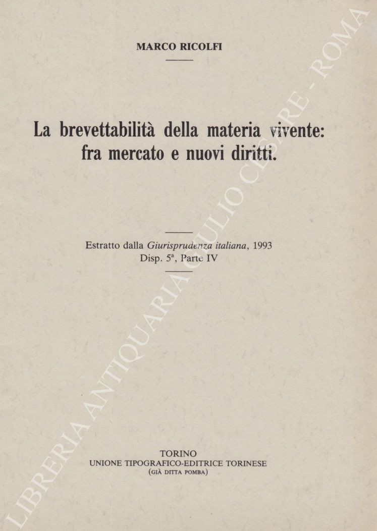 La brevettabilità della materia vivente