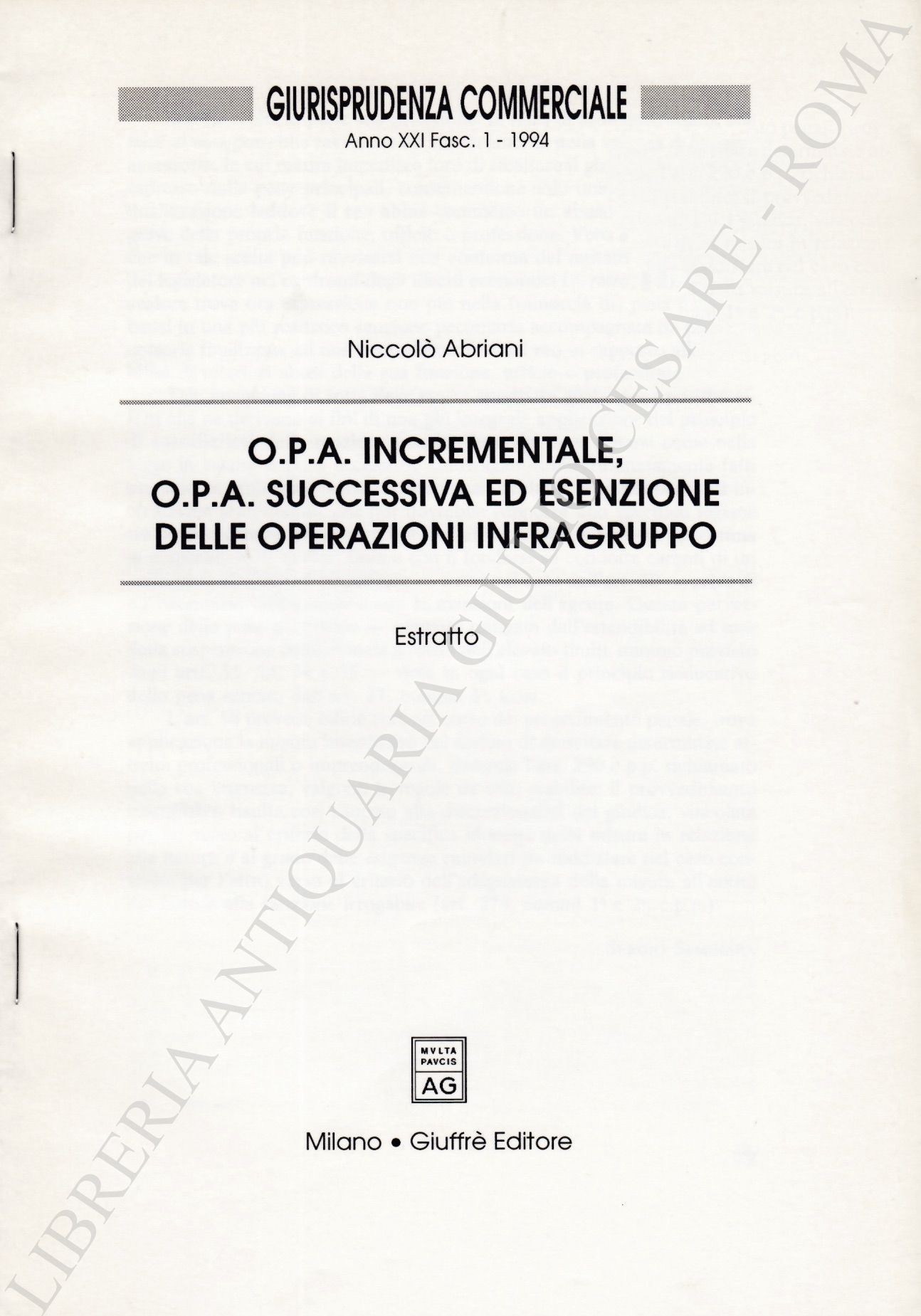 O.P.A. incrementale, O.P.A. successiva
