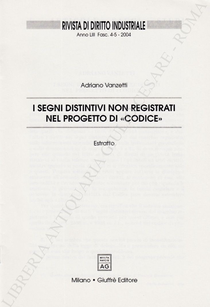 I segni distintivi non registrati nel progetto di "codice"